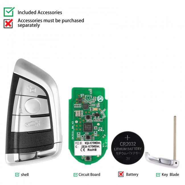 Autel IKEY IKEYRZ3T Programmable Smart Key 3 Buttons, BMW-type Emergency Blade,Work With KM100