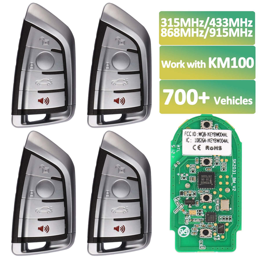 Autel MaxiIM IKEY IKEYRZ4TP Programmable Smart Key 4 Buttons, OE-Quality Key Fob Replacement for BMW