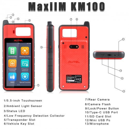 Autel MaxiIM KM100 Key Fob Programming Immobilizer Tool, Same as KM100E/KM100X, 60S Key Generation and IMMO Learning, Chip Read/Write /Cloning, Get A Free OTOFIX Watch